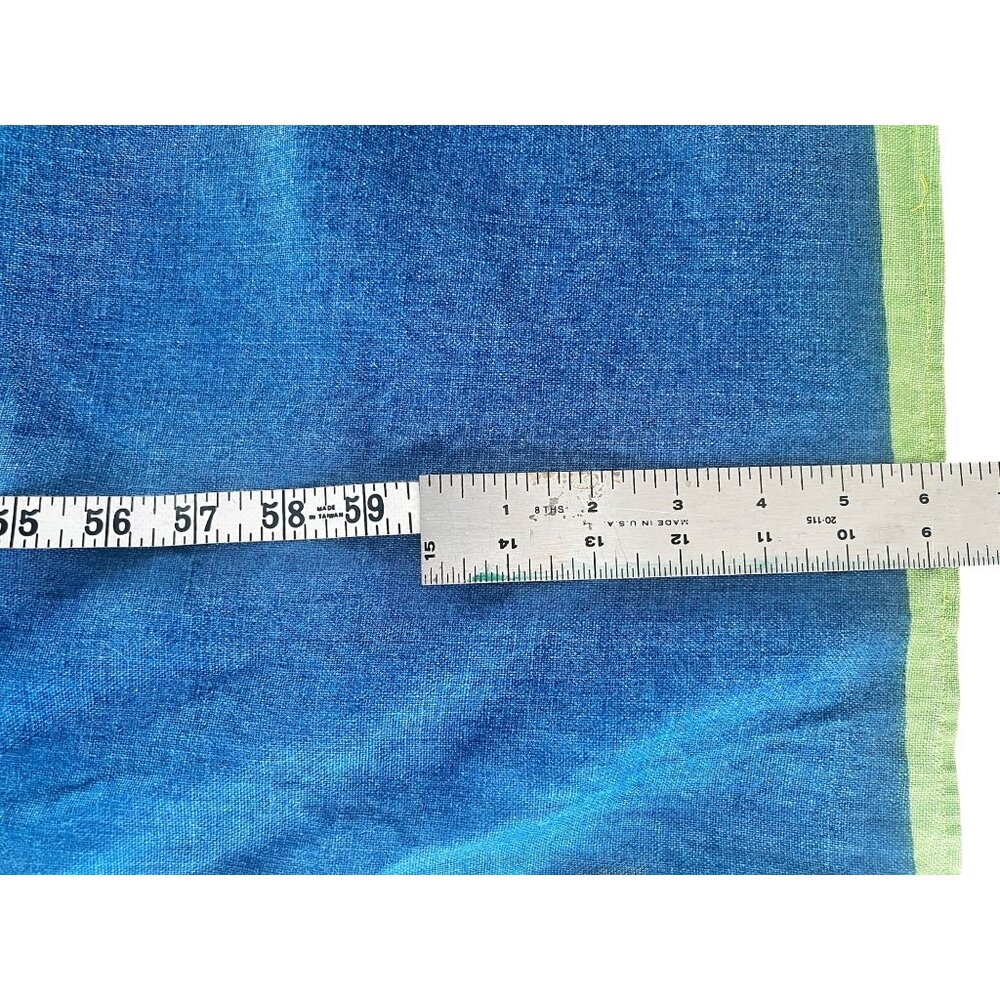 Blue & Green Circular Mandala Tablecloth 64.5x49.5 MCM Linen Event Dinner Party - Picture 9 of 11